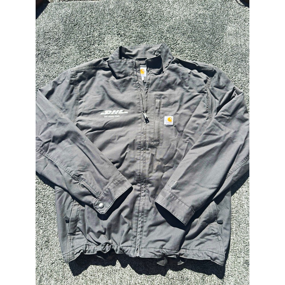 Carhartt Quick Duck Jacket Mens XL Gray DHL Supply Chain Workwear Full Zip Coat